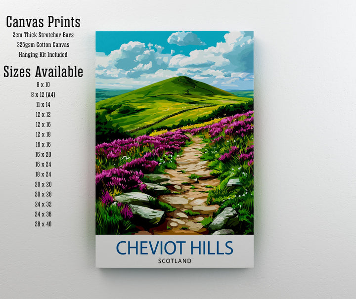 Cheviot Hills Northumberland Travel Poster Wall Decor Wall Art Cheviot Hills Landscape Wall Hanging Home Décor Northumberland Gift Art