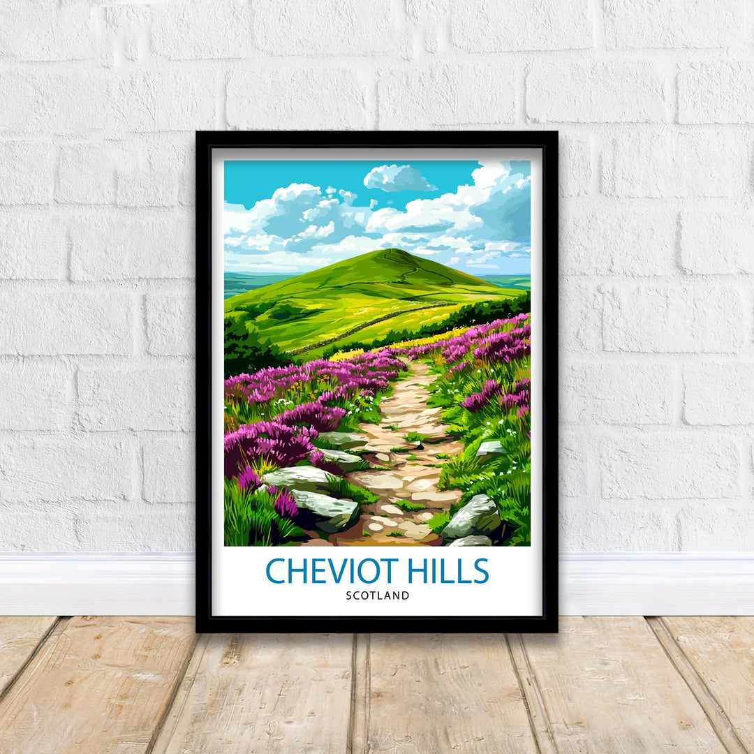 Cheviot Hills Northumberland Travel Poster