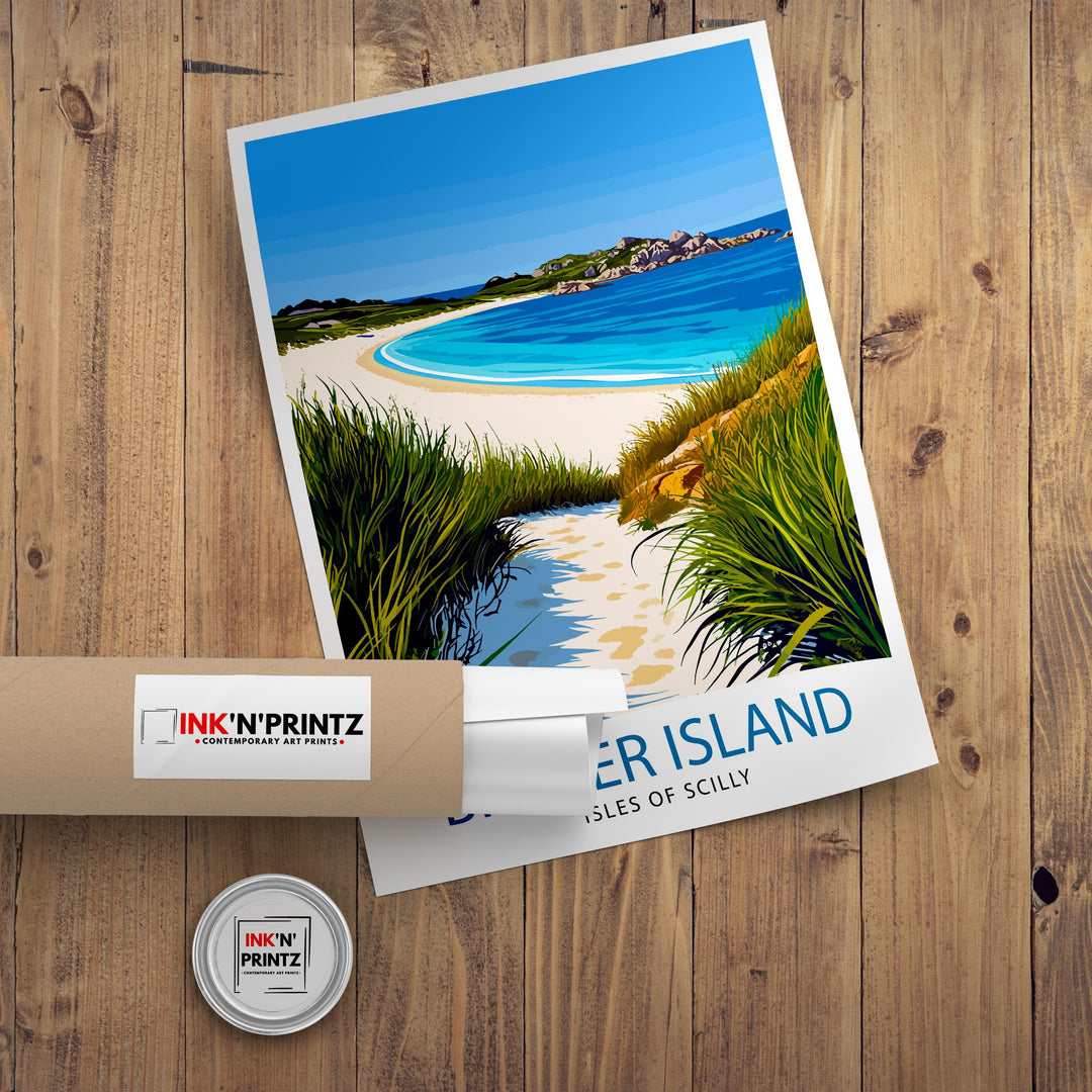 Bryher Island Isles of Scilly Travel Poster