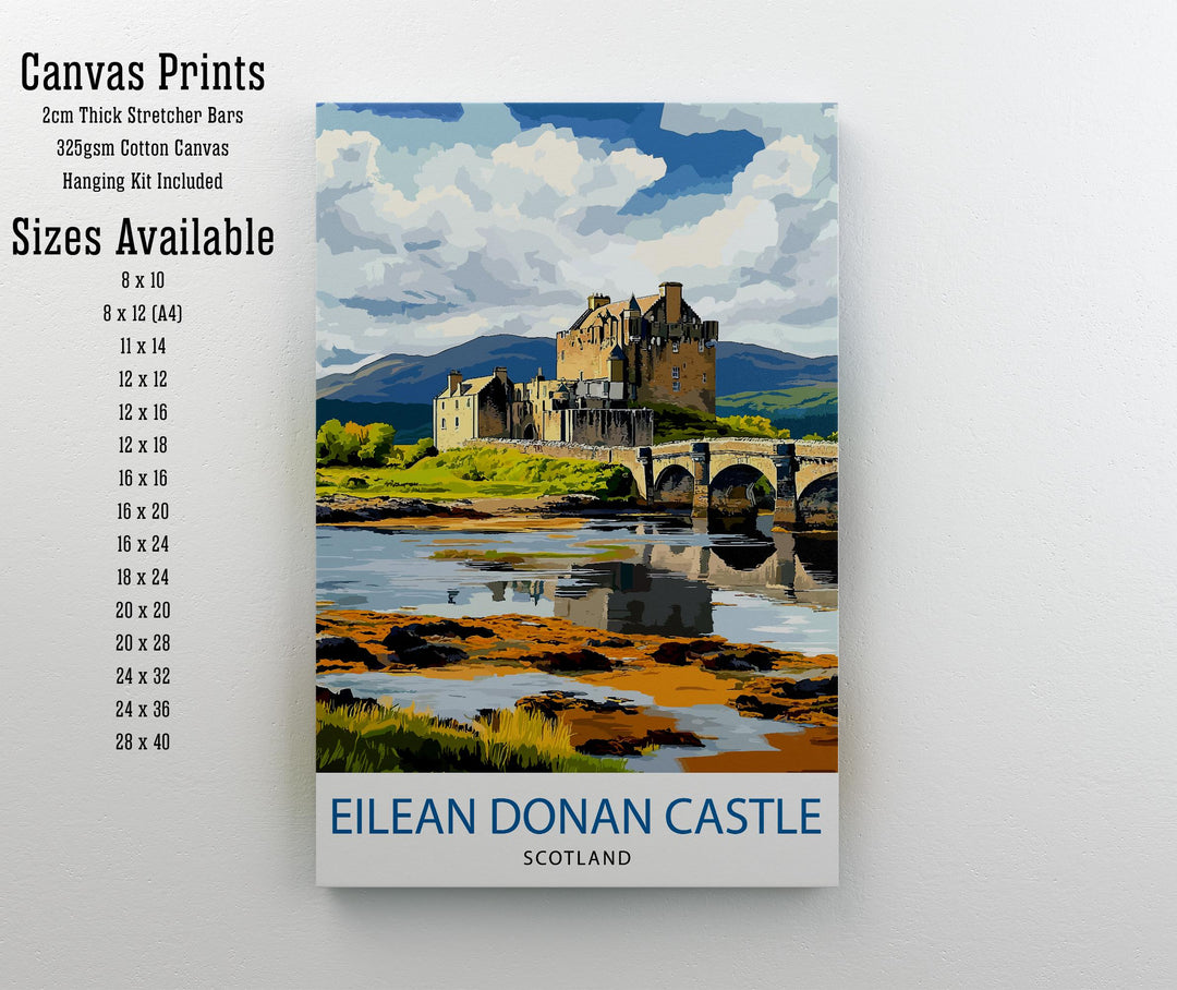 Eilean Donan Castle Scotland Travel Poster Wall Decor Wall Art Eilean Donan Castle Landscape Wall Hanging Home Décor Scottish