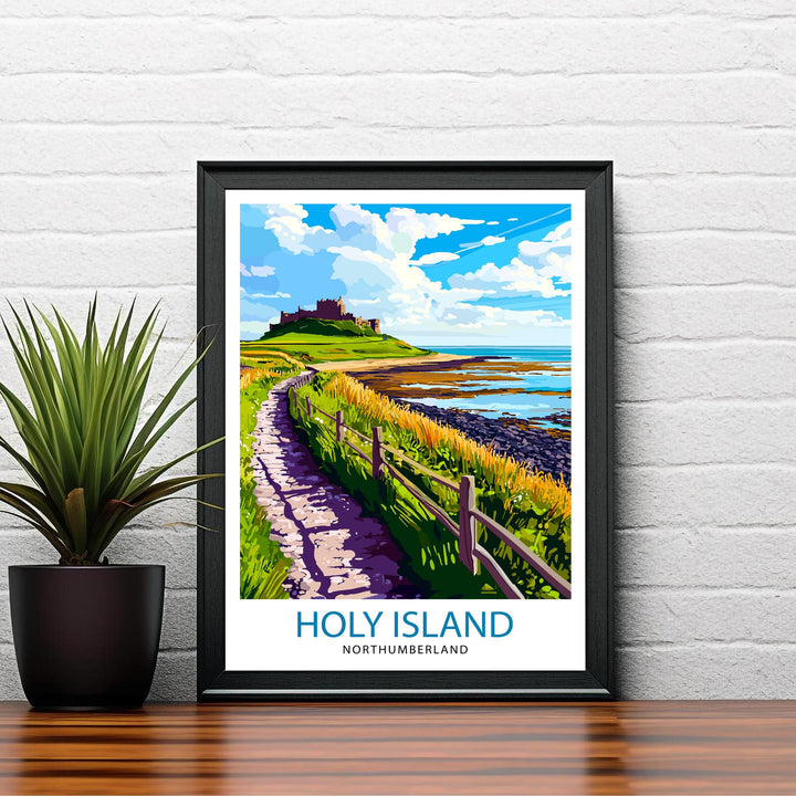 Holy Island Northumberland Travel Poster Wall Decor Wall Art Holy Island Landscape Wall Hanging Home Décor Northumberland Gift Art Lovers