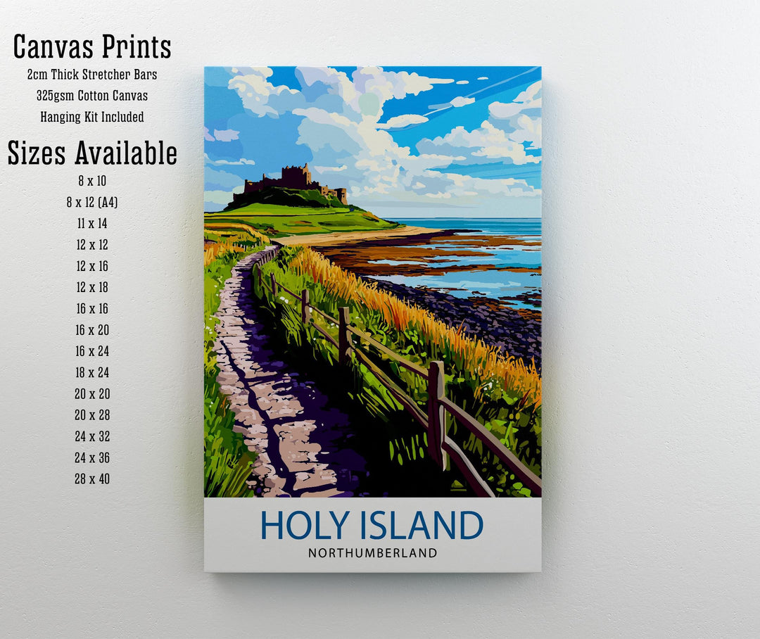 Holy Island Northumberland Travel Poster Wall Decor Wall Art Holy Island Landscape Wall Hanging Home Décor Northumberland Gift Art Lovers