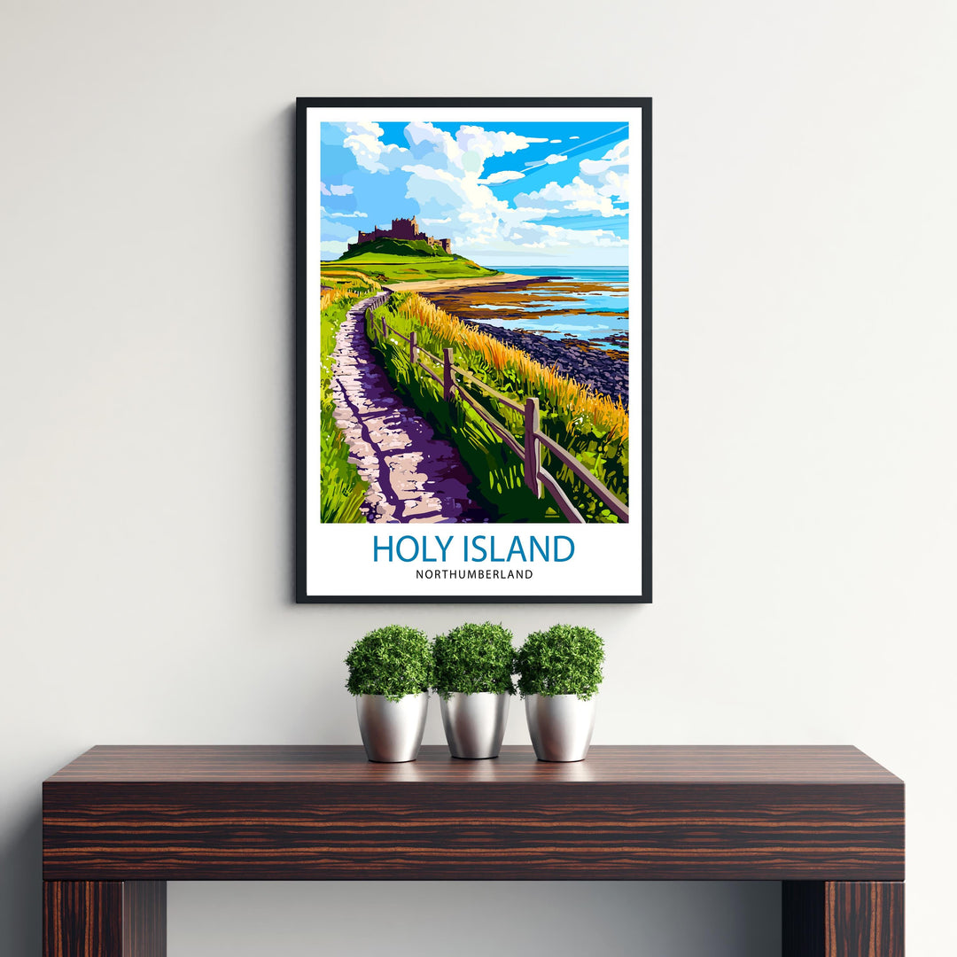 Holy Island Northumberland Travel Poster Wall Decor Wall Art Holy Island Landscape Wall Hanging Home Décor Northumberland Gift Art Lovers