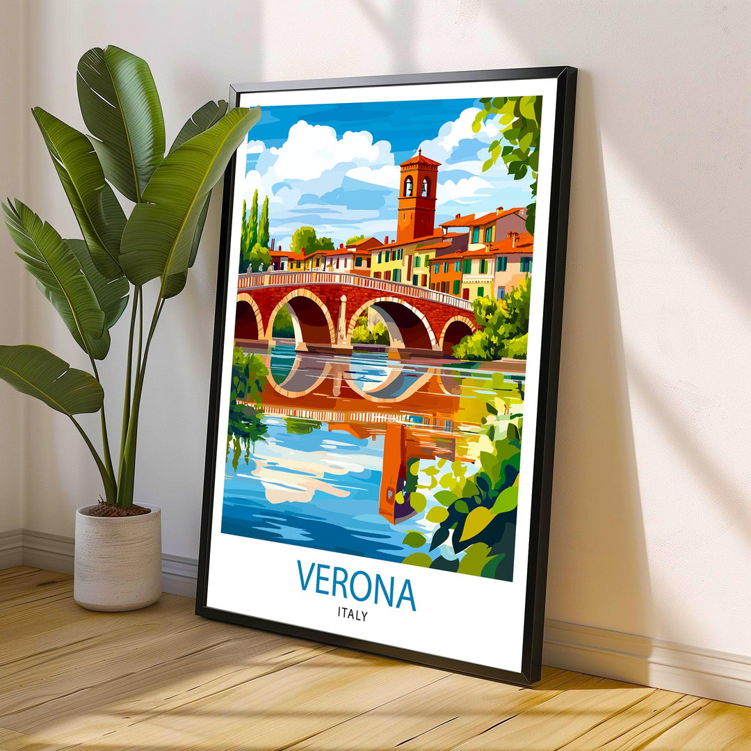 Verona Italy Travel Poster Wall Decor Wall Art Verona Landscape Wall Hanging Home Décor Italian City Gift Art Lovers Scenic Print