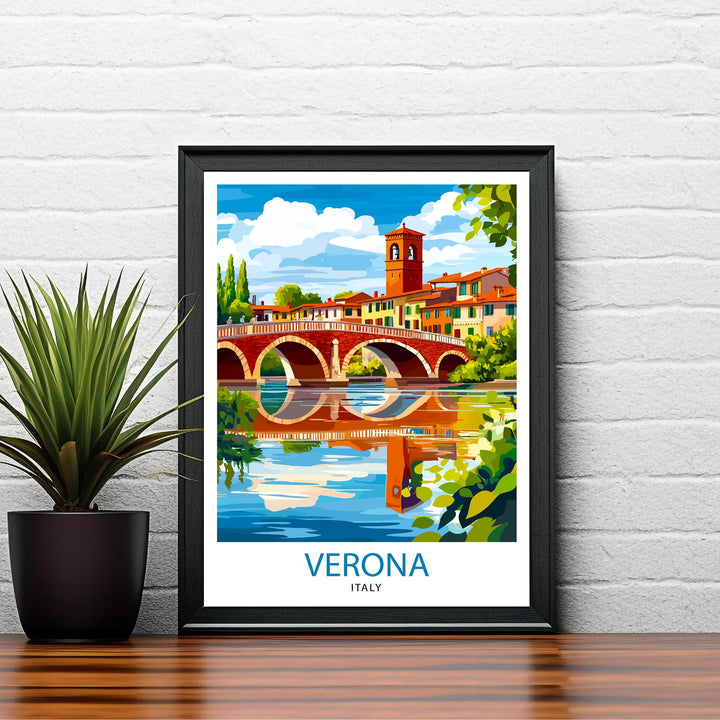 Verona Italy Travel Poster Wall Decor Wall Art Verona Landscape Wall Hanging Home Décor Italian City Gift Art Lovers Scenic Print