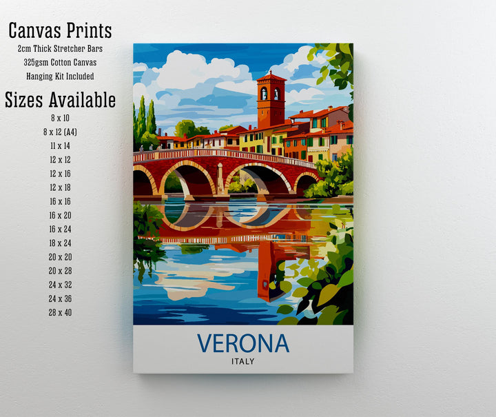 Verona Italy Travel Poster Wall Decor Wall Art Verona Landscape Wall Hanging Home Décor Italian City Gift Art Lovers Scenic Print