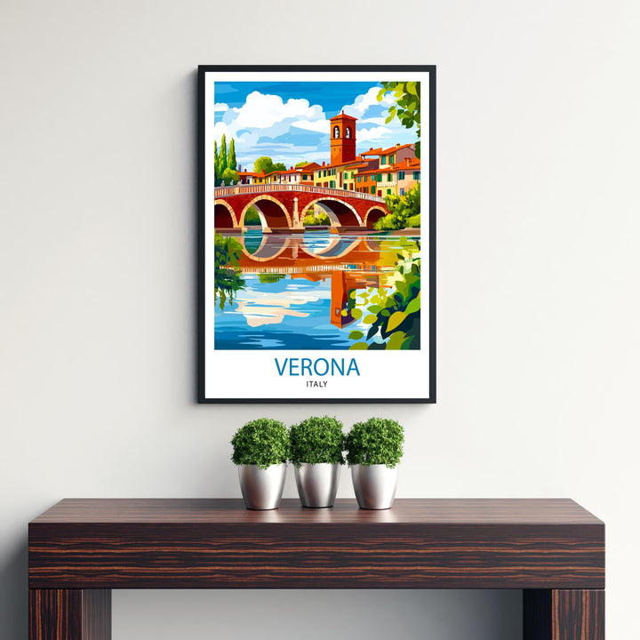 Verona Italy Travel Poster Wall Decor Wall Art Verona Landscape Wall Hanging Home Décor Italian City Gift Art Lovers Scenic Print