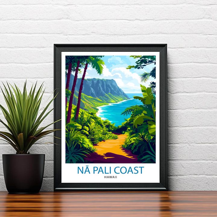 Na Pali Coast Hawaii Travel Poster