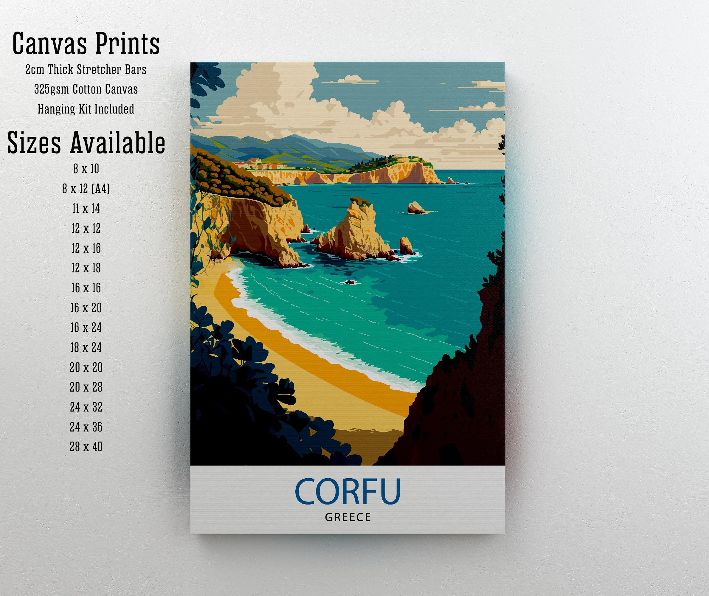 Corfu Greece Travel Poster | Coastal Wall Art Print