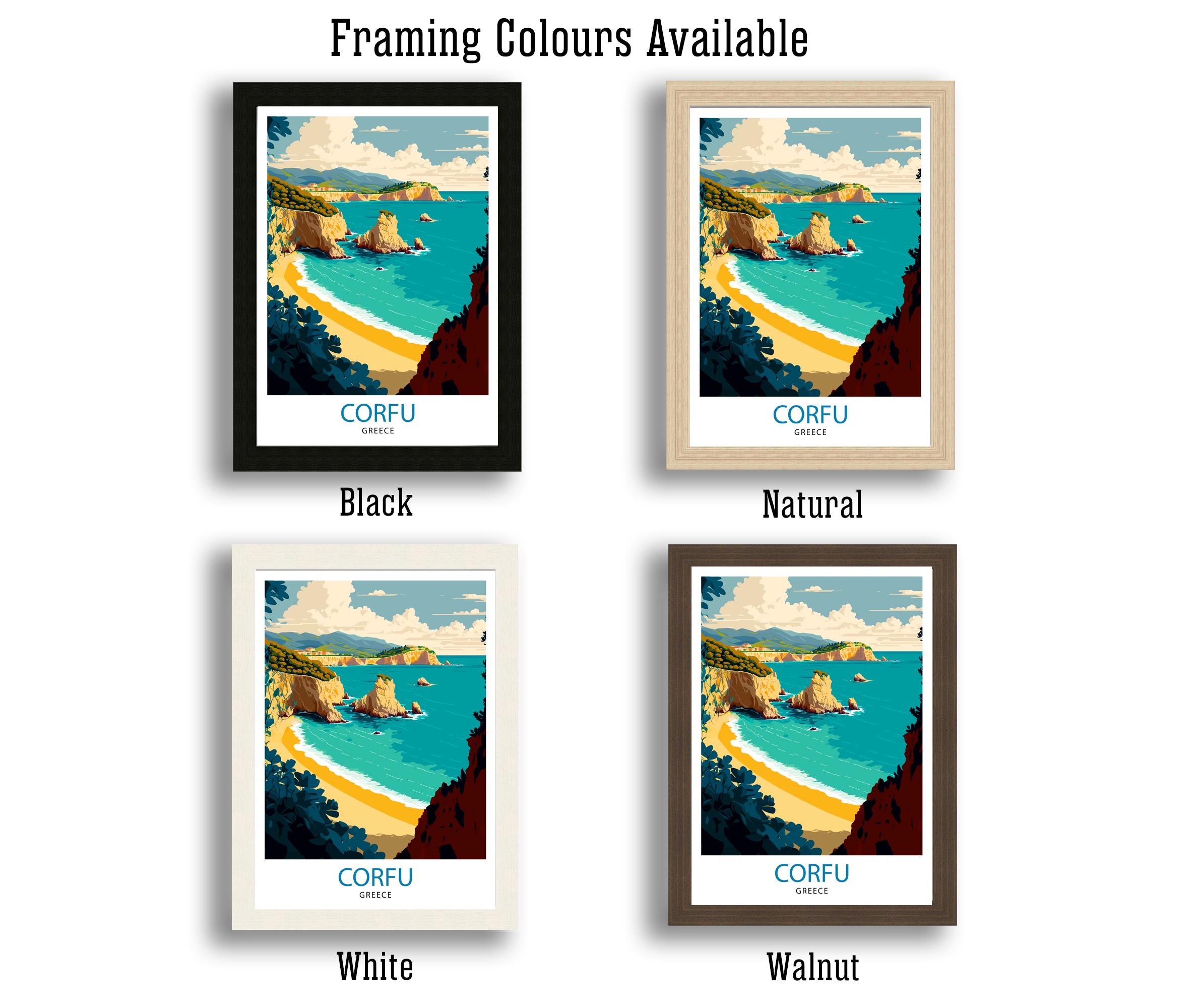 Corfu Greece Travel Poster | Coastal Wall Art Print