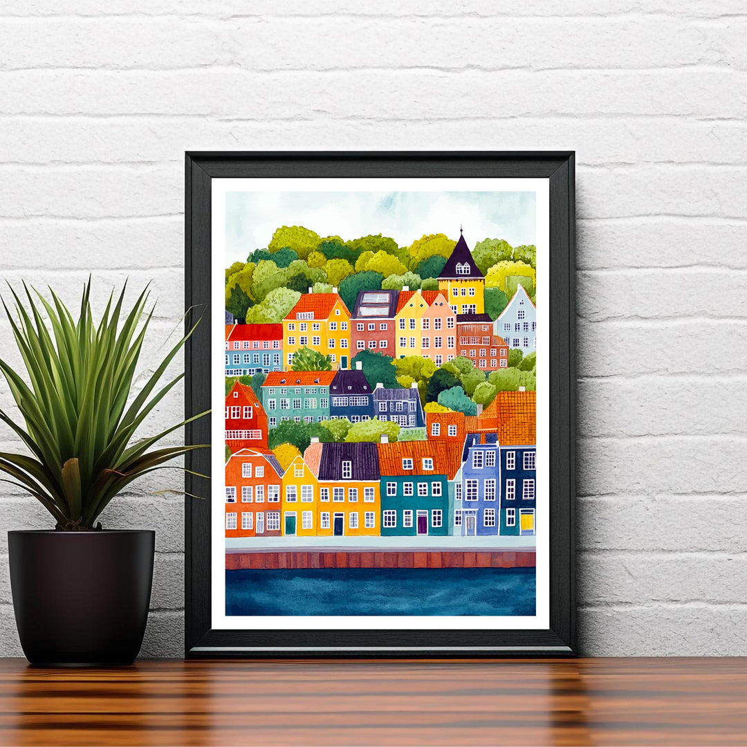 Aarhus Denmark Travel Poster Wall Decor Wall Art Aarhus Landscape Wall Hanging Home Décor Danish City Gift Art Lovers Scenic Print