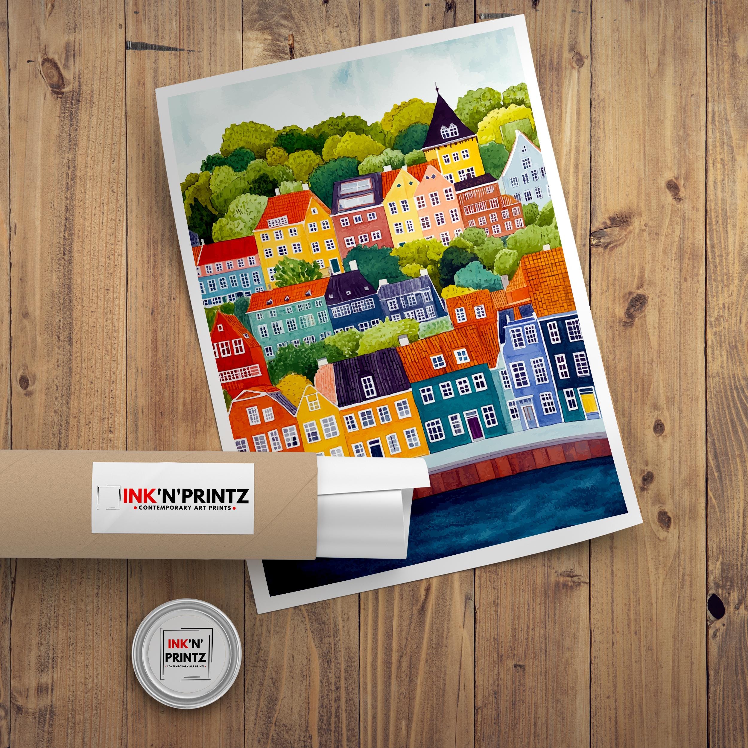 Aarhus Denmark Travel Poster Wall Decor Wall Art Aarhus Landscape Wall Hanging Home Décor Danish City Gift Art Lovers Scenic Print