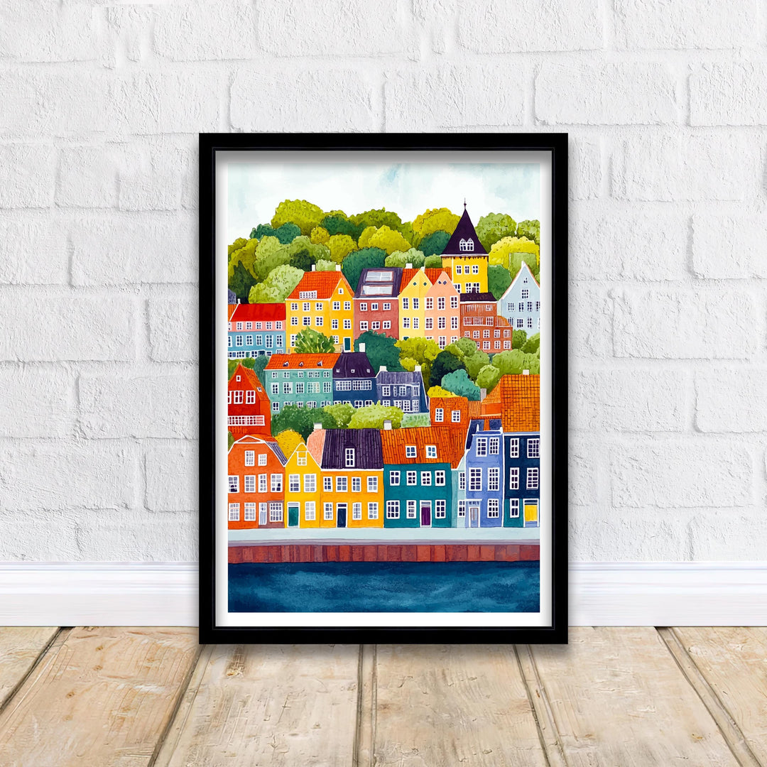 Aarhus Denmark Travel Poster Wall Decor Wall Art Aarhus Landscape Wall Hanging Home Décor Danish City Gift Art Lovers Scenic Print