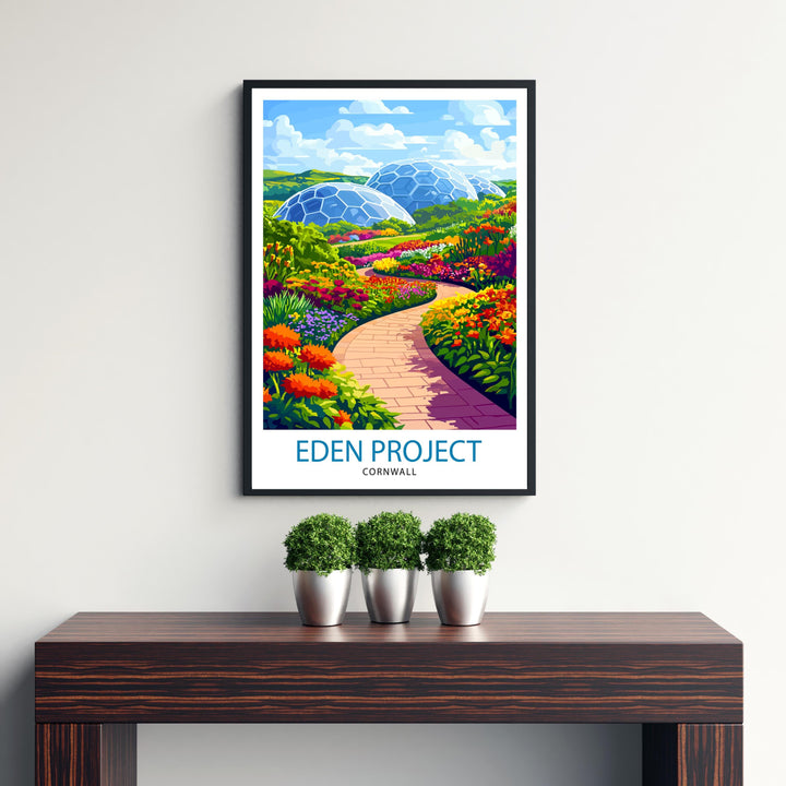 Eden Project Cornwall Travel Poster Wall Decor Wall Art Eden Project Landscape Wall Hanging Home Décor Cornwall Gift Art Lovers Scenic Print