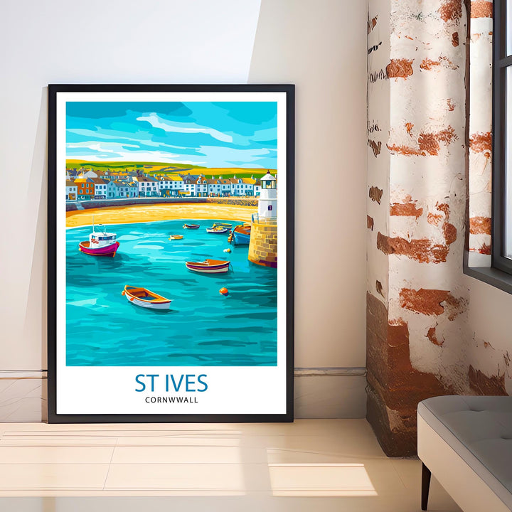 St Ives Cornwall Travel Poster Wall Decor Wall Art St Ives Landscape Wall Hanging Home Décor Cornwall Gift Art Lovers Scenic Print