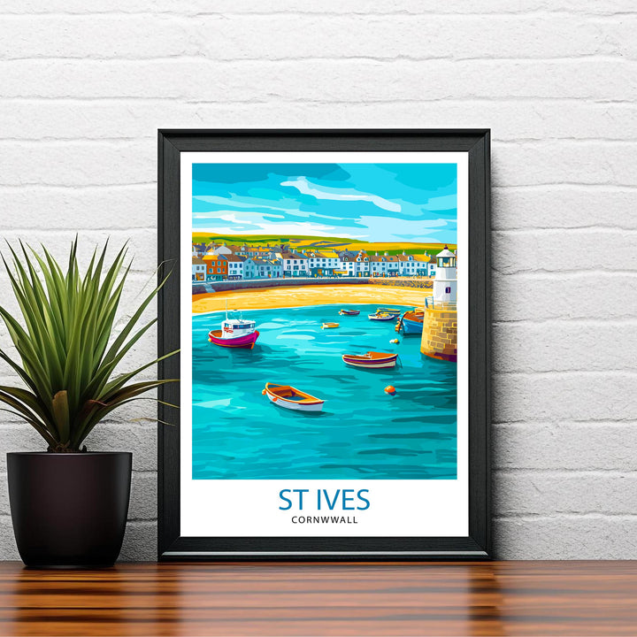 St Ives Cornwall Travel Poster Wall Decor Wall Art St Ives Landscape Wall Hanging Home Décor Cornwall Gift Art Lovers Scenic Print