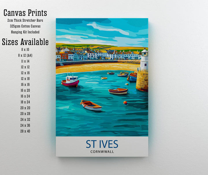 St Ives Cornwall Travel Poster Wall Decor Wall Art St Ives Landscape Wall Hanging Home Décor Cornwall Gift Art Lovers Scenic Print