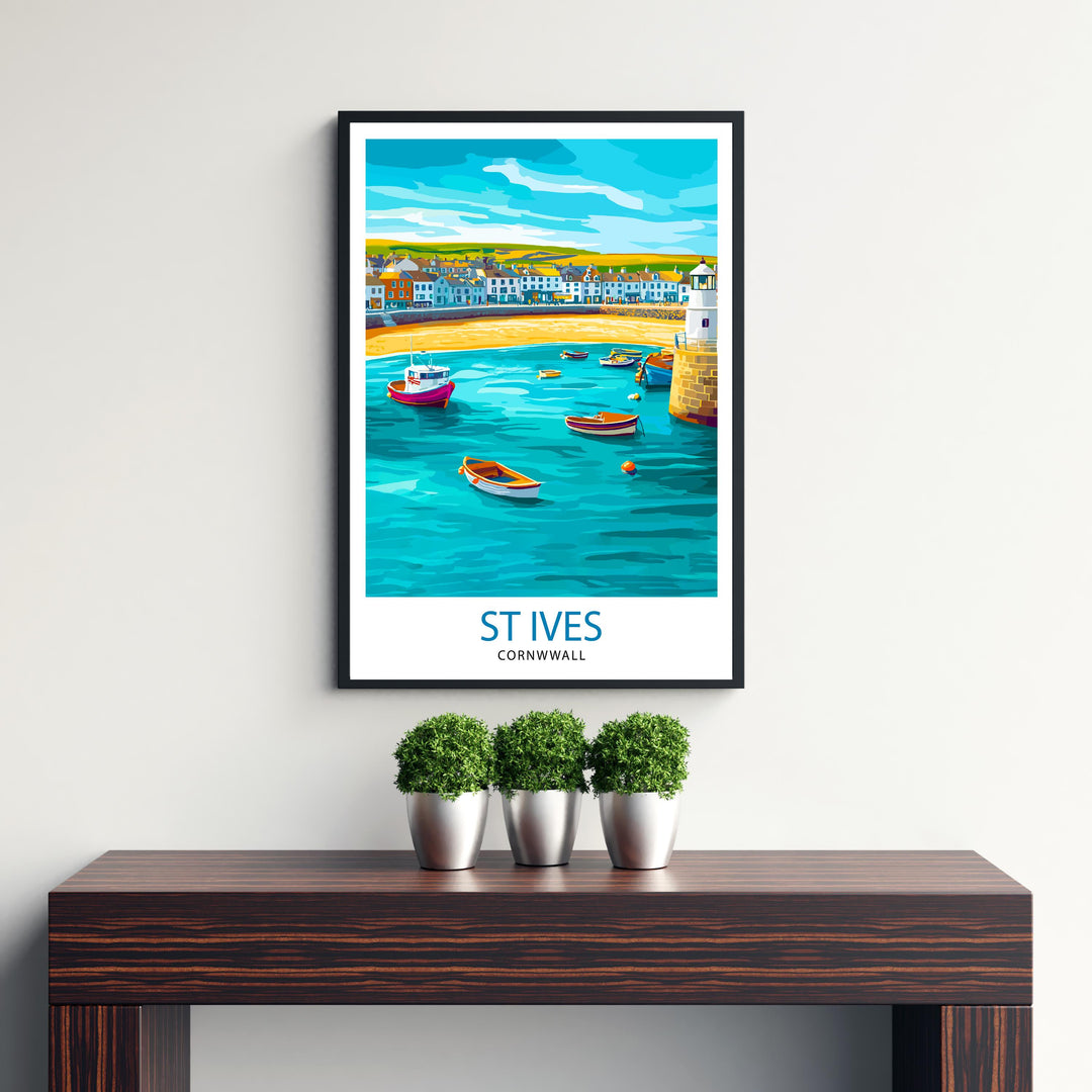 St Ives Cornwall Travel Poster Wall Decor Wall Art St Ives Landscape Wall Hanging Home Décor Cornwall Gift Art Lovers Scenic Print