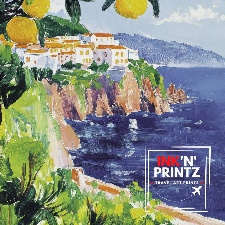 Amalfi Coast Italy Travel Poster Wall Decor Wall Art Amalfi Landscape Wall Hanging Home Décor Italian Riviera Gift Art Lovers Scenic Print