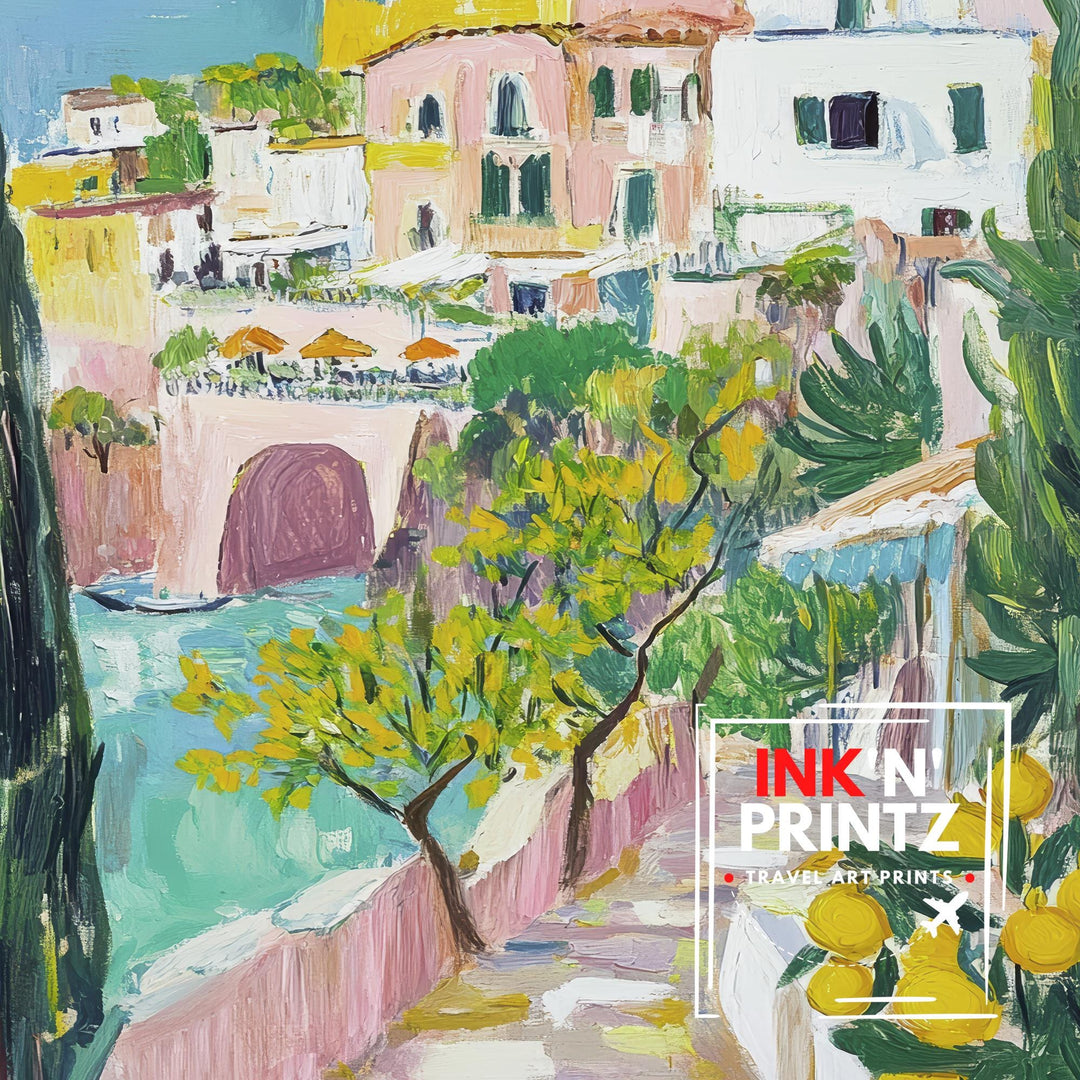 Positano Italy Travel Poster Wall Decor Wall Art Positano Landscape Wall Hanging Home Décor Amalfi Coast Gift Art Lovers Scenic Print