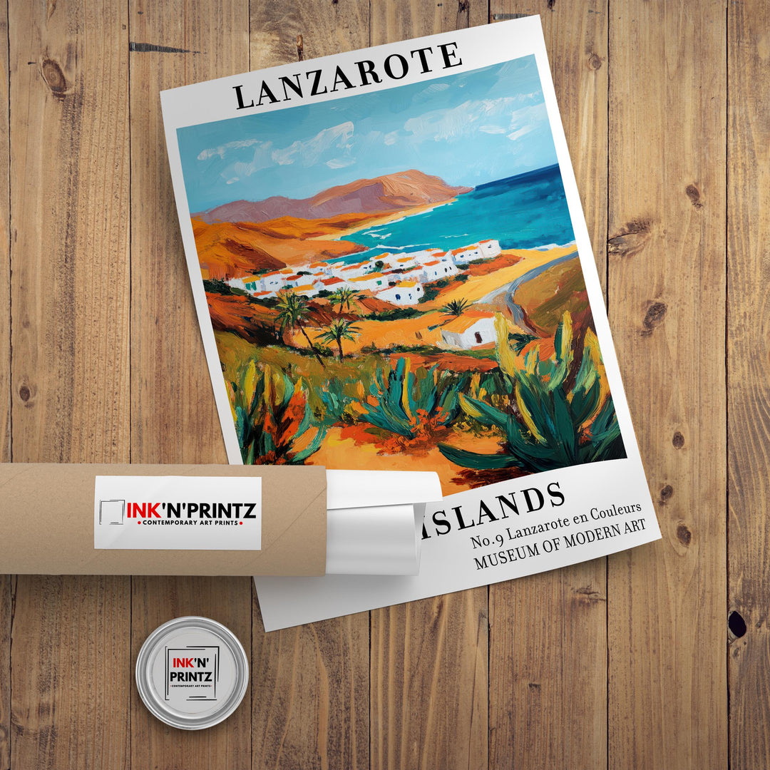 Lanzarote Spain Travel Poster Wall Decor Wall Art Lanzarote Landscape Wall Hanging Home Décor Canary Islands Gift Art Lovers Scenic Print