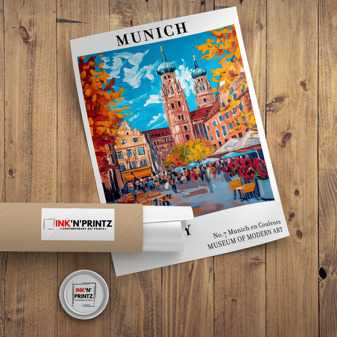 Munich Germany Travel Poster Wall Decor Wall Art Munich Landscape Wall Hanging Home Décor Bavarian City Gift Art Lovers Scenic Print