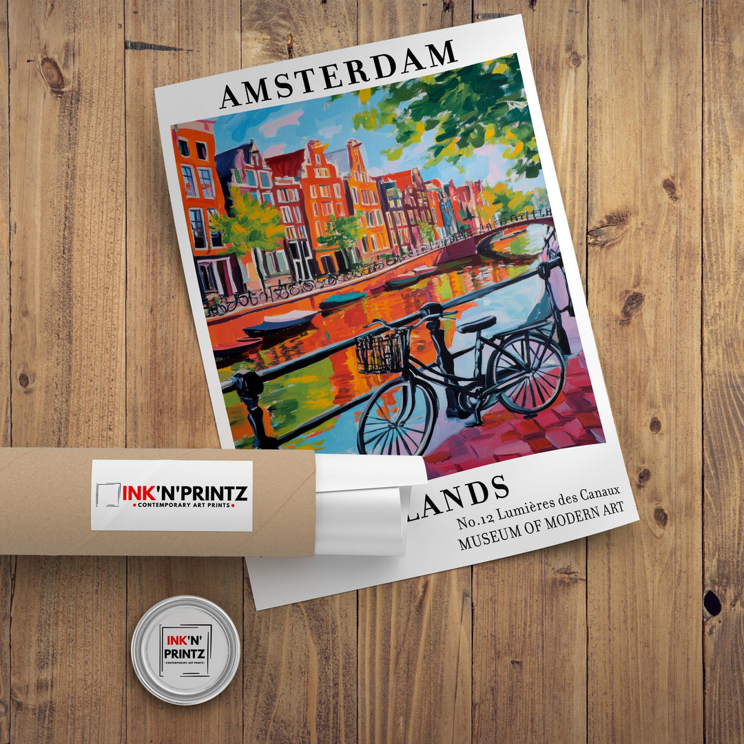 Amsterdam Netherlands Travel Poster Wall Decor Wall Art Amsterdam Landscape Wall Hanging Home Décor Dutch City Gift Art Lovers Scenic Print