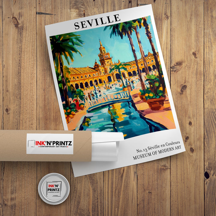 Seville Spain Travel Poster Wall Decor Wall Art Seville Landscape Wall Hanging Home Décor Spanish City Gift Art Lovers Scenic Print