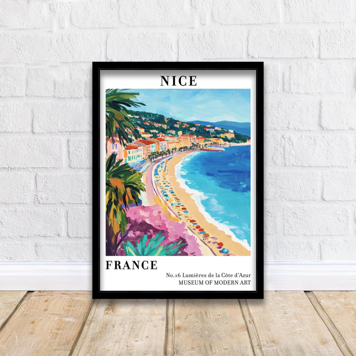 Nice France Travel Poster – French Riviera Wall Art, Mediterranean Coast Decor & Travel Lover Gift