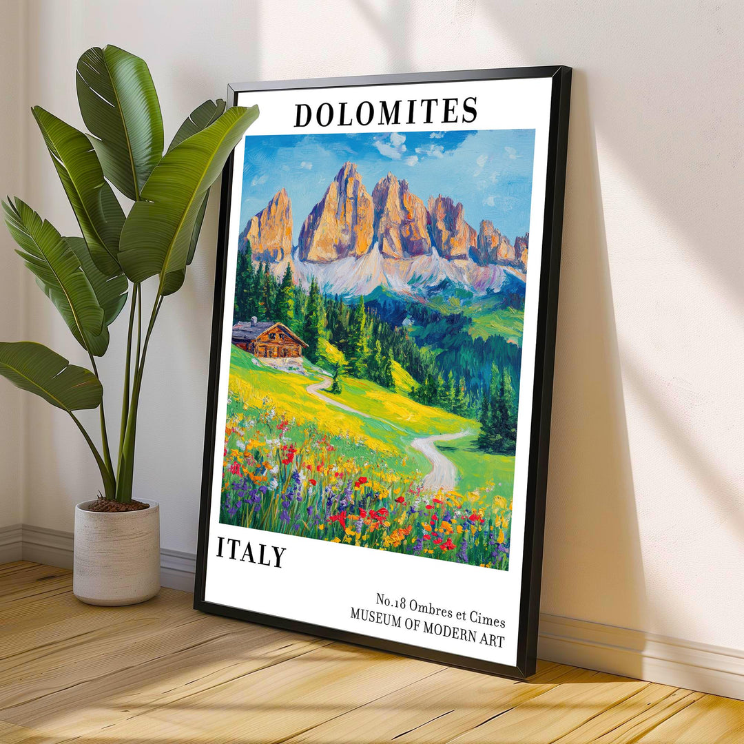 Dolomites Italy Travel Poster – Alpine Mountain Wall Art, Scenic Landscape Decor & Nature Lover Gift