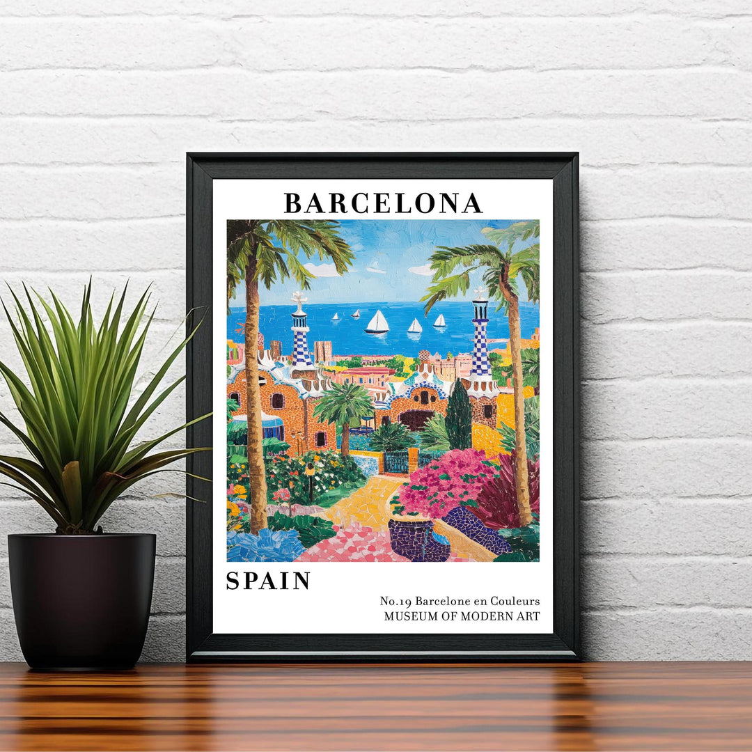 Barcelona Spain Travel Poster Wall Decor Wall Art Barcelona Landscape Wall Hanging Home Décor Catalonia Gift Art Lovers Scenic Print