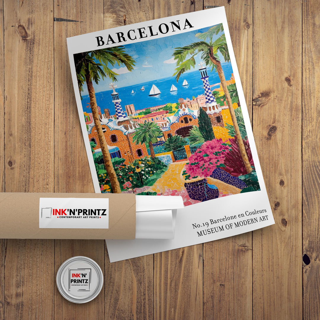 Barcelona Spain Travel Poster Wall Decor Wall Art Barcelona Landscape Wall Hanging Home Décor Catalonia Gift Art Lovers Scenic Print