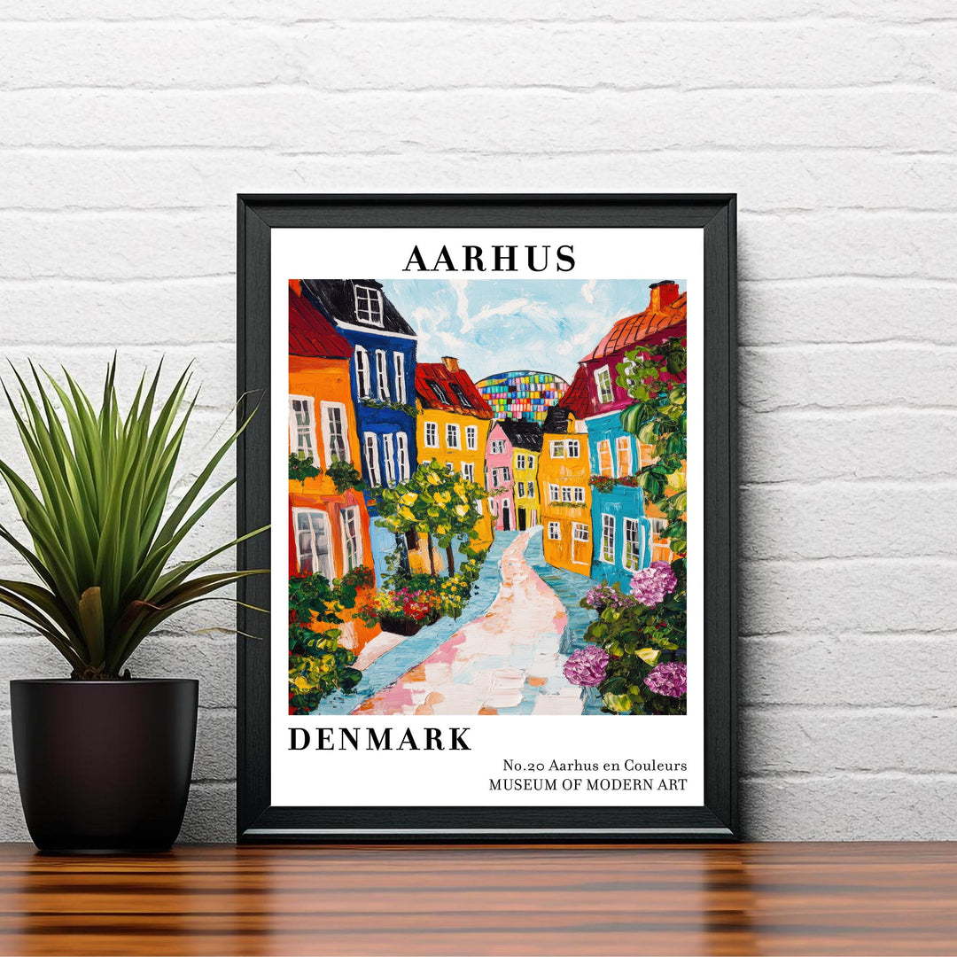 Aarhus Denmark Travel Poster Wall Decor Wall Art Aarhus Landscape Wall Hanging Home Décor Danish City Gift Art Lovers Scenic Print