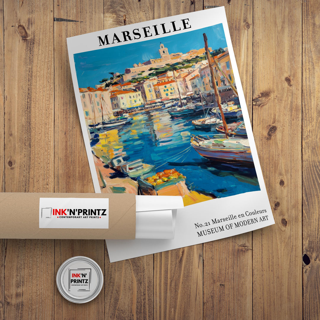 Marseille France Travel Poster Wall Decor Wall Art Marseille Landscape Wall Hanging Home Décor French Riviera Gift Art Lovers Scenic Print