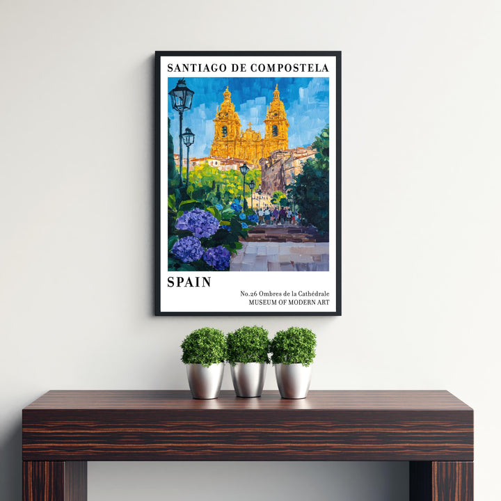 Santiago de Compostela Spain Travel Poster – Historic Cityscape Wall Art, Pilgrimage Route Decor & Travel Lover Gift