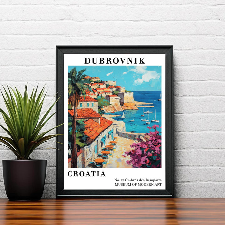 Dubrovnik Croatia Travel Poster – Historic Coastal Wall Art, Adriatic Seascape Decor & Travel Lover Gift