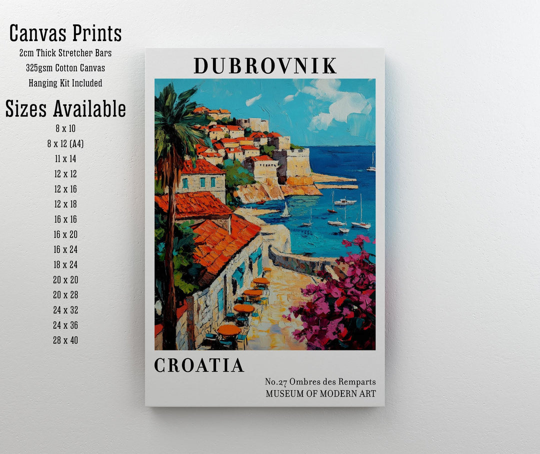 Dubrovnik Croatia Travel Poster Wall Decor Wall Art Dubrovnik Landscape Wall Hanging Home Décor Croatian Coast Gift Art Lovers Scenic Print