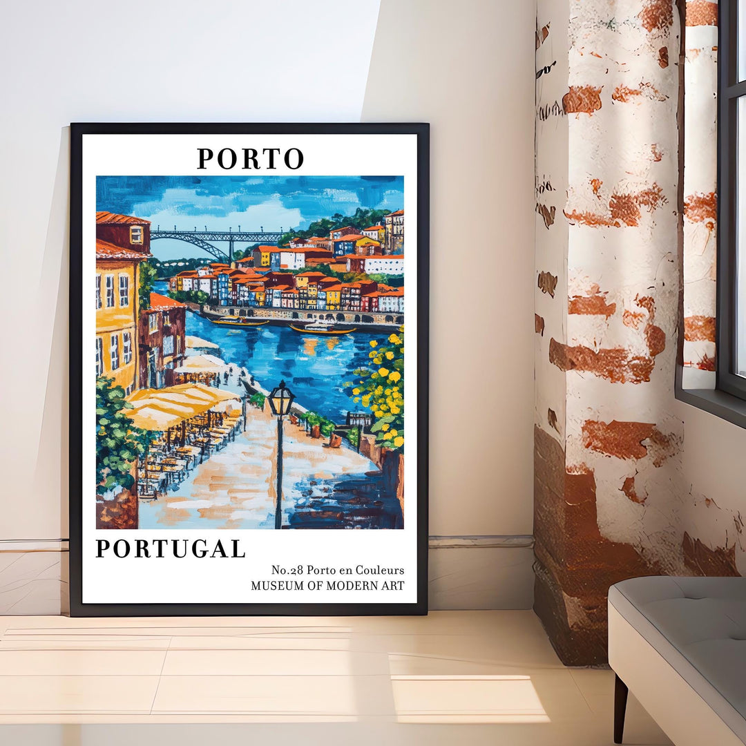 Porto Portugal Travel Poster – Colorful Cityscape Wall Art, Riverside Decor & Travel Lover Gift