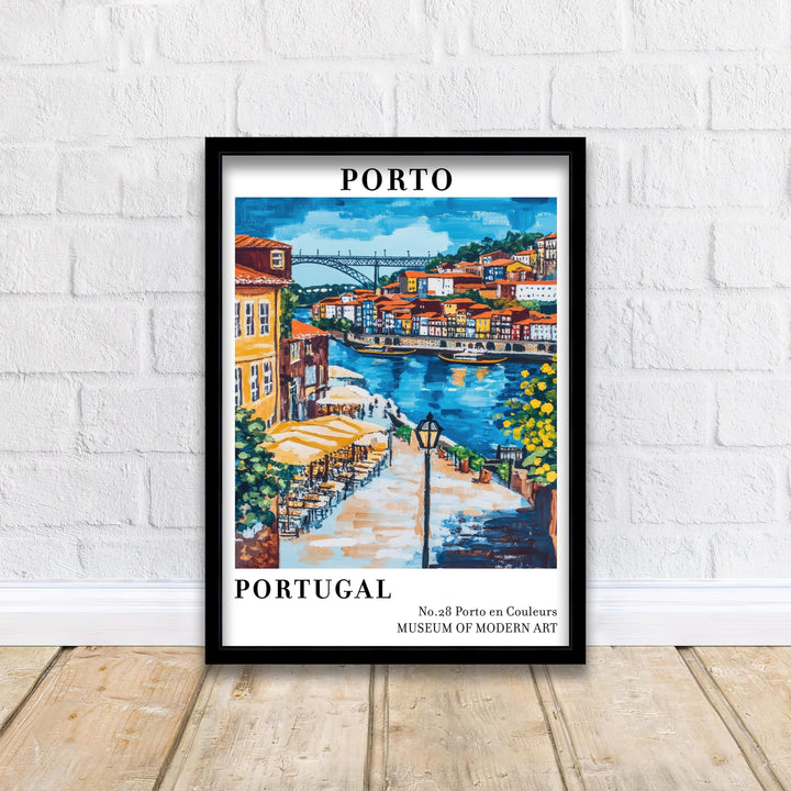 Porto Portugal Travel Poster – Colorful Cityscape Wall Art, Riverside Decor & Travel Lover Gift