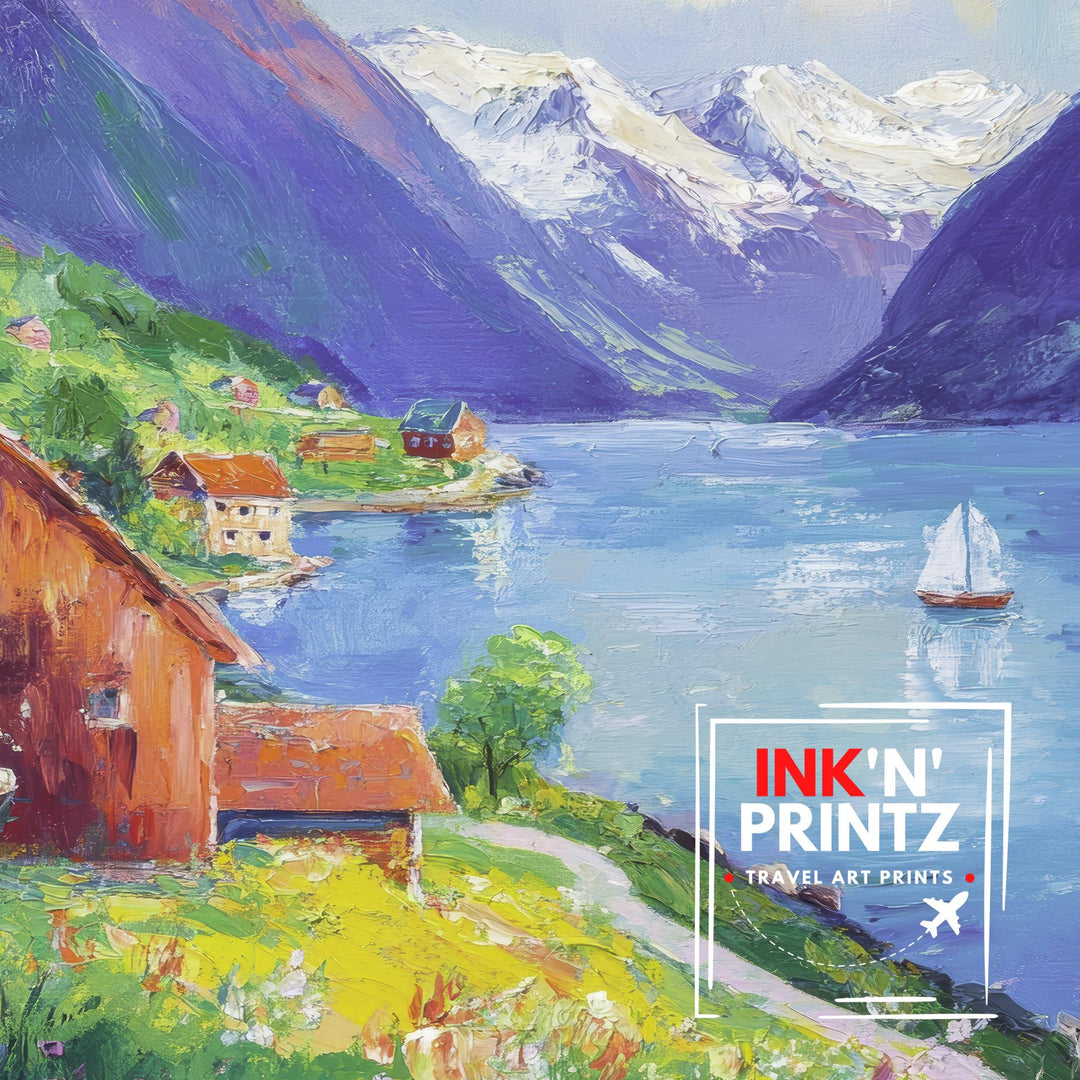 Olden Norway Travel Poster Wall Decor Wall Art Olden Landscape Wall Hanging Home Décor Norwegian Fjords Gift Art Lovers Scenic Print