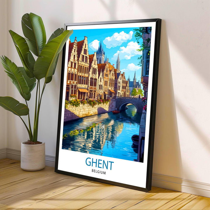 Ghent Belgium Travel Poster