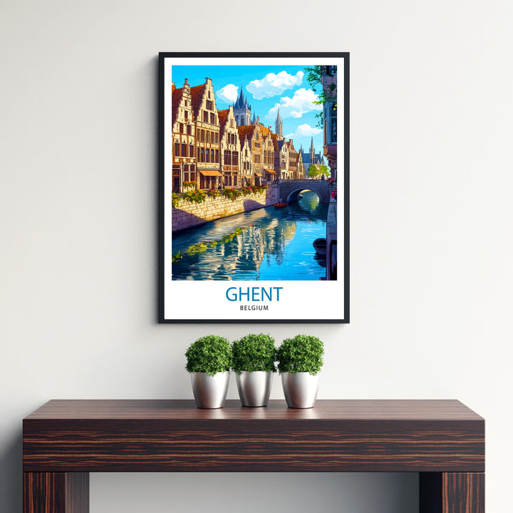 Ghent Belgium Travel Poster Wall Decor Wall Art Ghent Landscape Wall Hanging Home Décor Belgian City Gift Art Lovers Scenic Print