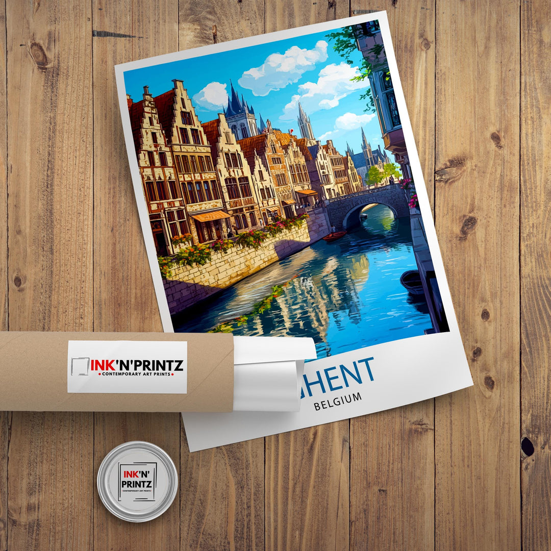 Ghent Belgium Travel Poster Wall Decor Wall Art Ghent Landscape Wall Hanging Home Décor Belgian City Gift Art Lovers Scenic Print