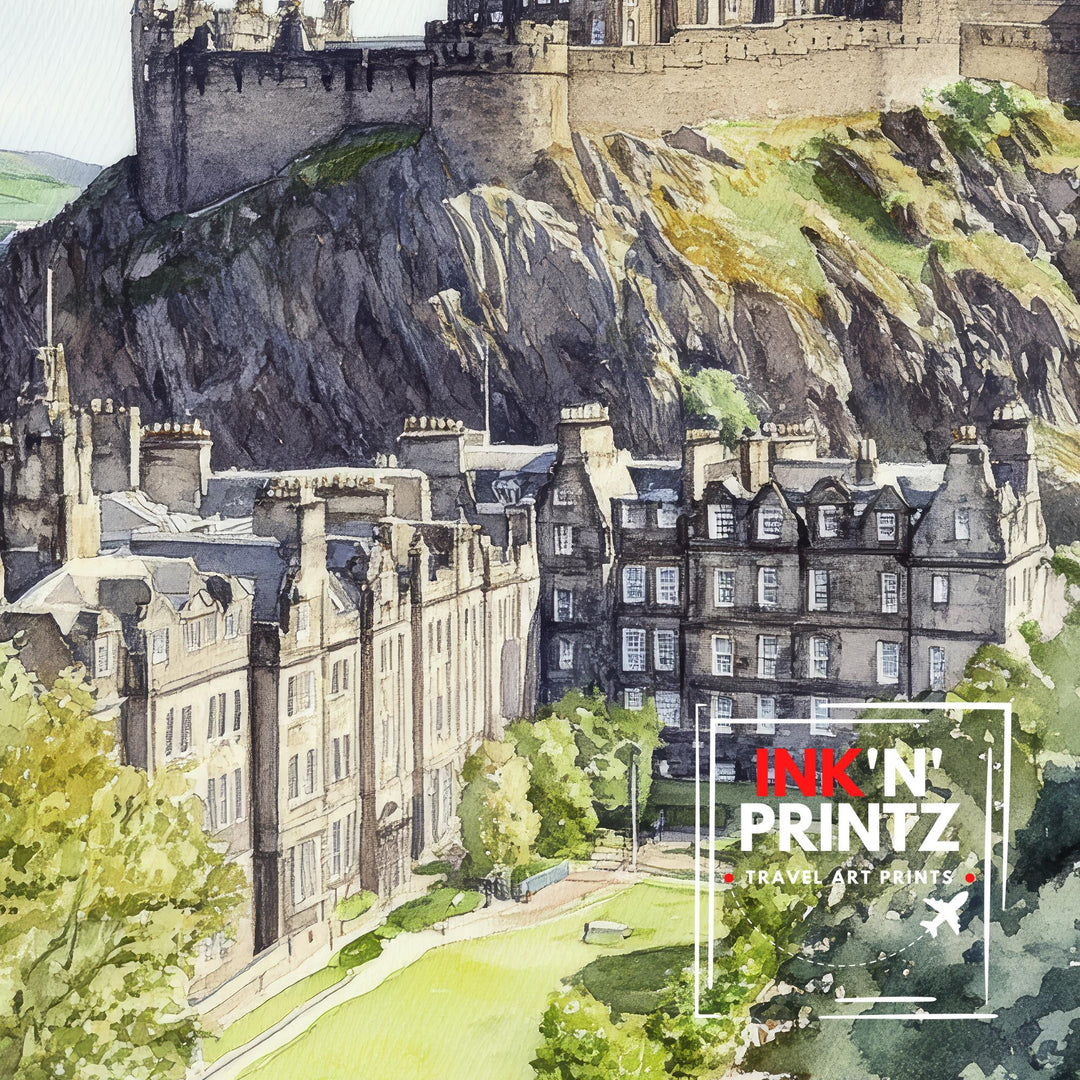 Edinburgh Watercolor Travel Poster