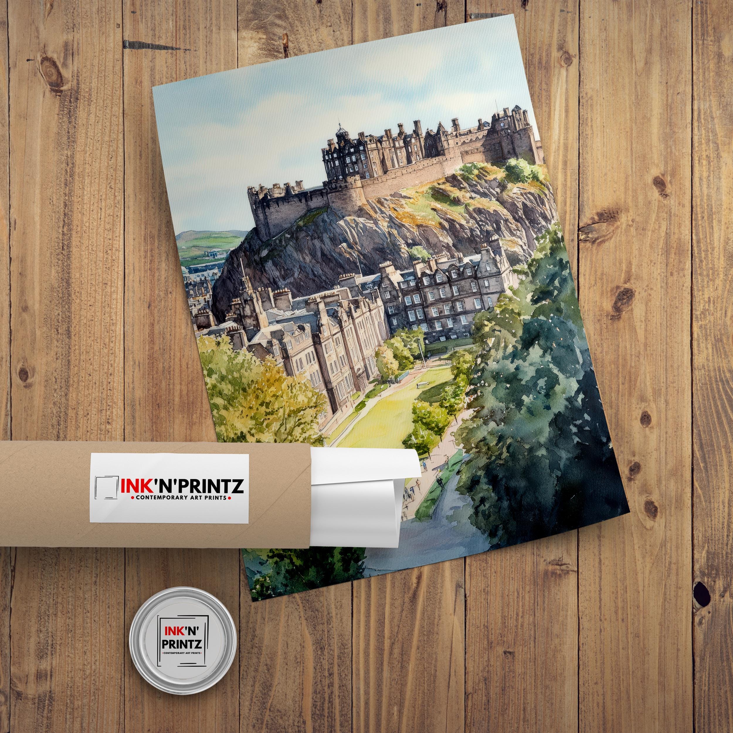 Edinburgh Watercolor Travel Poster