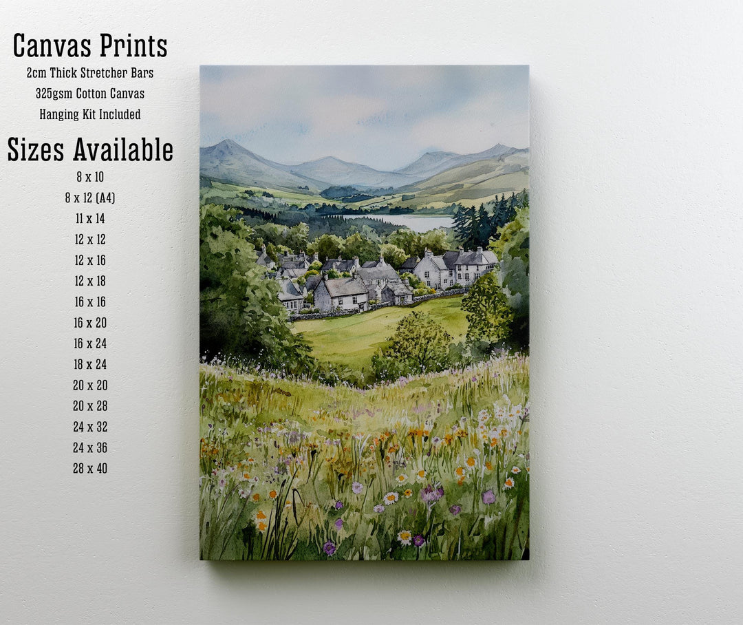 Hawkshead Lake District Watercolor Travel Poster