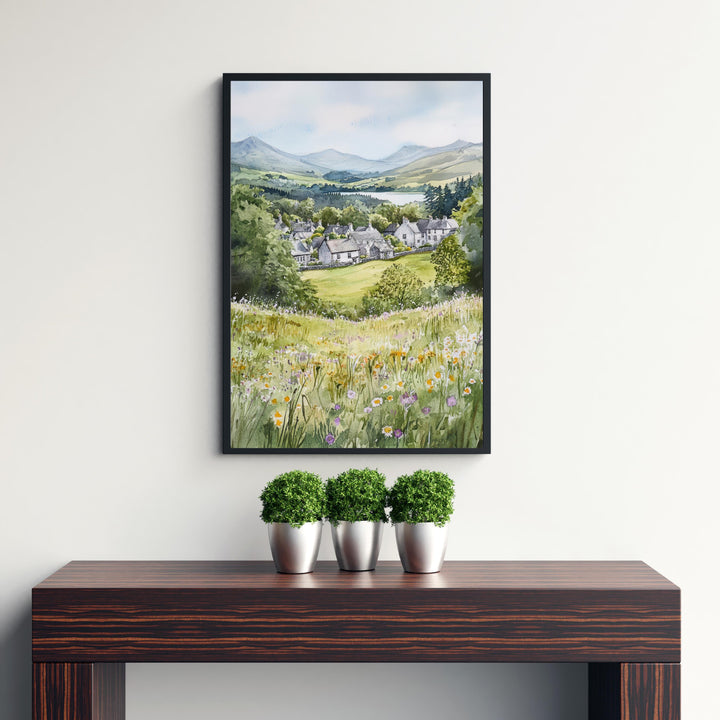 Hawkshead Lake District Watercolor Travel Poster