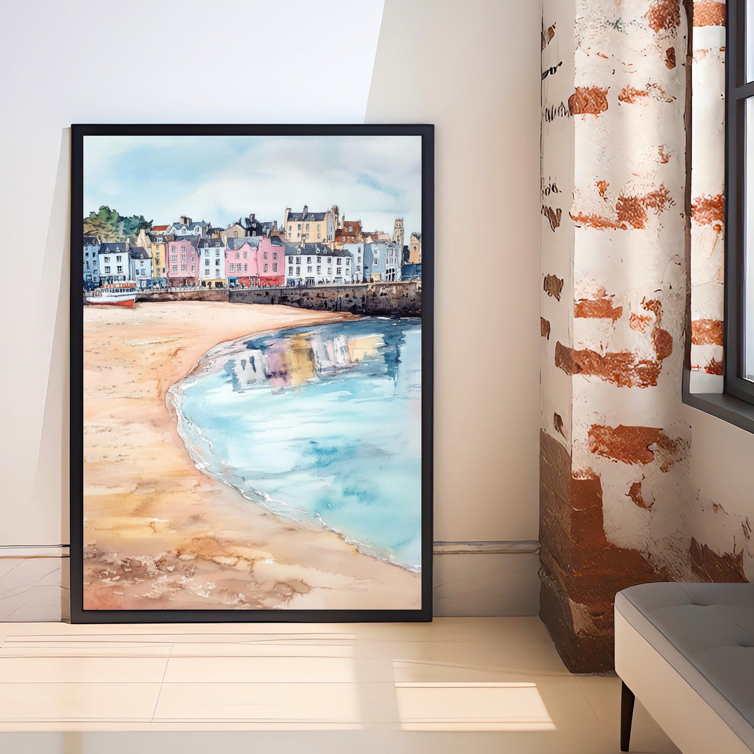 Tenby Watercolor Travel Print Wall Decor Wall Art Tenby Landscape Wall Hanging Home Décor Pembrokeshire Gift Art Lovers Scenic Print