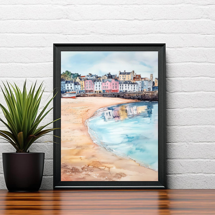 Tenby Watercolor Travel Print Wall Decor Wall Art Tenby Landscape Wall Hanging Home Décor Pembrokeshire Gift Art Lovers Scenic Print