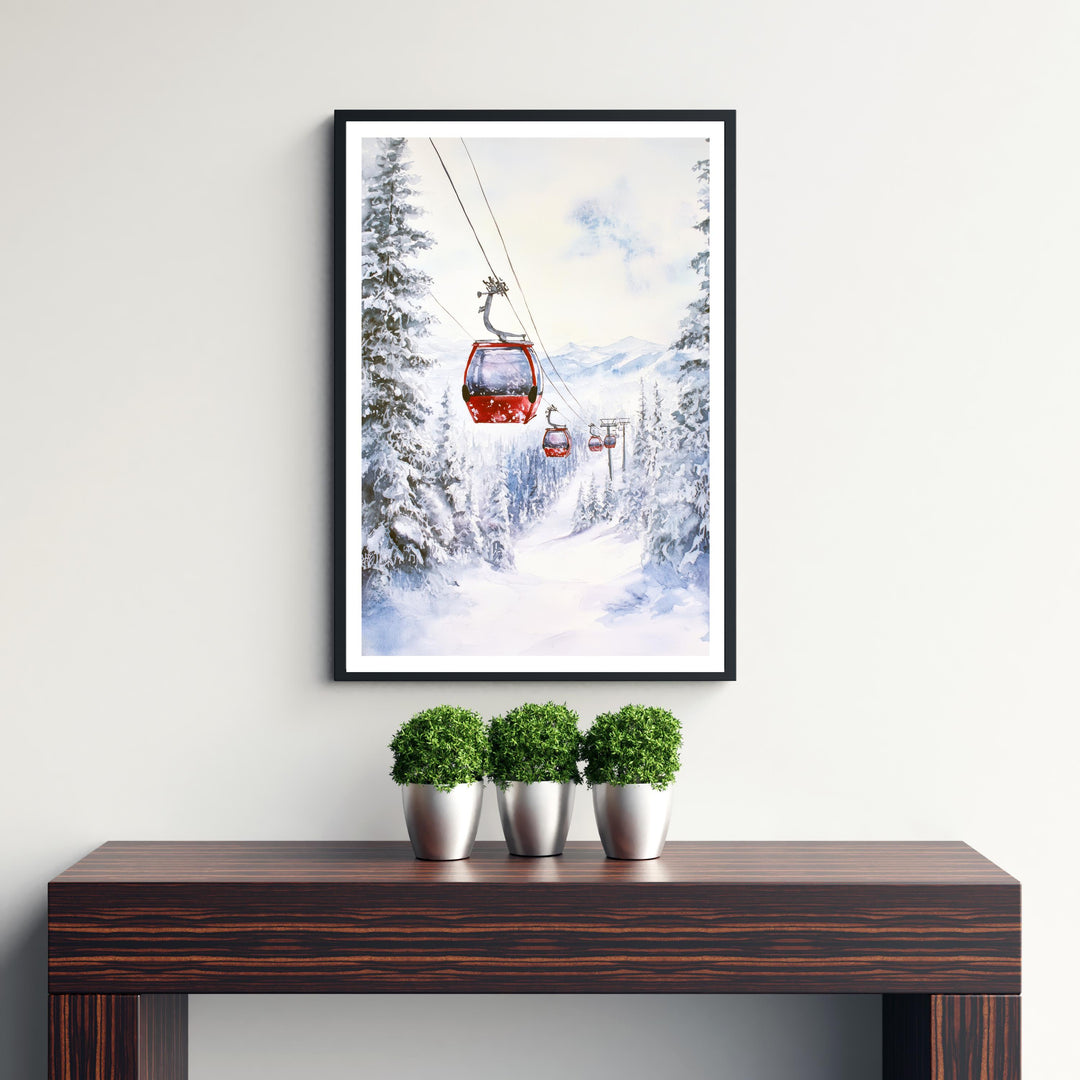 Aspen Colorado Watercolor Travel Poster – Mountain Landscape Wall Art, Ski Resort Decor & Nature Lover Gift